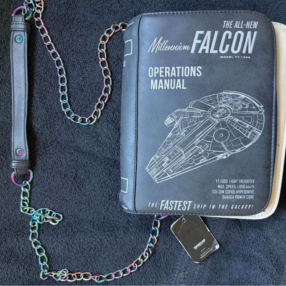 Star Wars Millennium Falcon 'Operations Manual' Crossbody Bag - Black - Picture 1 of 6